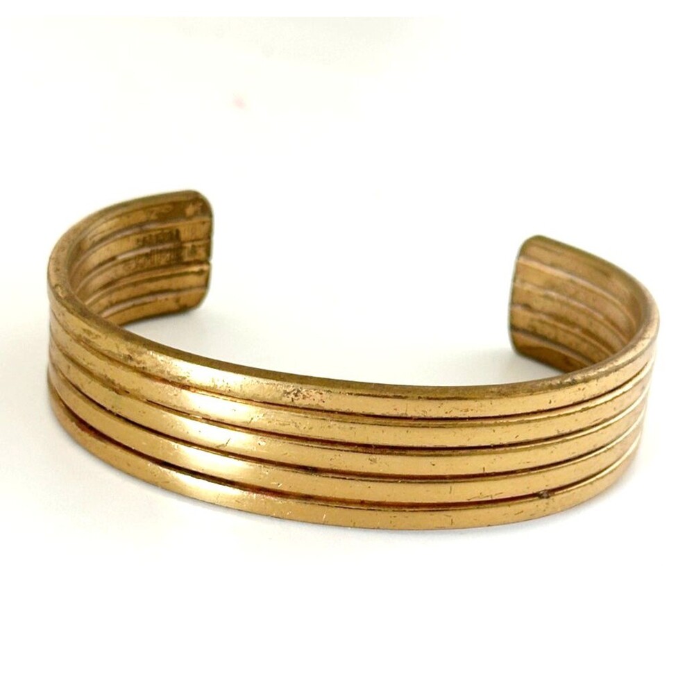 Vintage Sergio Lub California Gold Tone Cuff Bracelet Layered